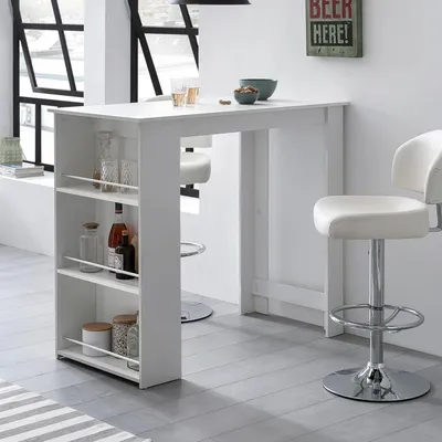 Produktbild von Bartisch Weiß 120 x 107,5 x 60 cm Stehtisch Holz Kächenbartisch