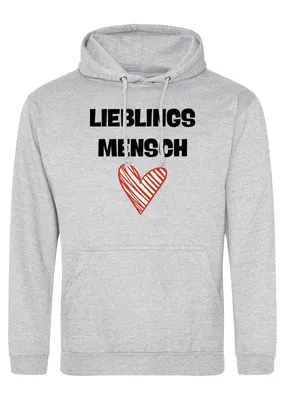 Produktbild von Huuraa Uni Hoodie Lieblingsmensch Herz XL Heather Grey Vegan Sweatshirt Geschenkidee