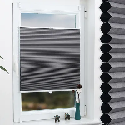 Produktbild von Grandekor Plissee Wabenplissee Klemmfix Verdunkelung Thermo Zweifarbig Weiß-Grau 55cmx120cm(BxH) Doppelplissee mit Klemmträger Sonnen-, Sicht- & Schallschutz Wärmeisolierung