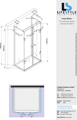 Productafbeelding van GZH 90x100x90x180 cm, hoekdouchecabine Ares, inclusief douchebak en sifon