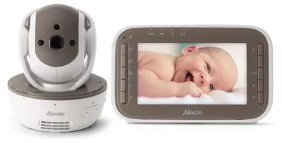 Produktbild von Alecto DVM200MBE - Babyphone mit Kamera und 4,3"-Farbdisplay, Weiß/Braun