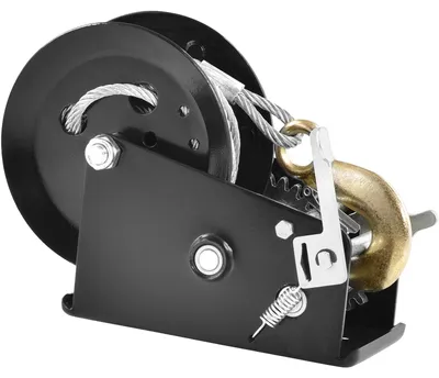 Produktbild von Handseilwinde 1587,5 kg, Seilwinde Stahl, Bootswinde, Handwinde, 2-Gang-Ratsche | 10 m Stahlseil | 260x147x182 mm | verzinkt