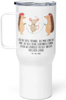 Produktbild von Mr. & Mrs. Panda Teetasse Igel Seilhüpfen - Weiß - Geschenk, Mehrwegbecher, Kinder, Kaffee-to-go-Becher, Thermobecher, Maus, Lustige Sprüche, Edelstahlbecher