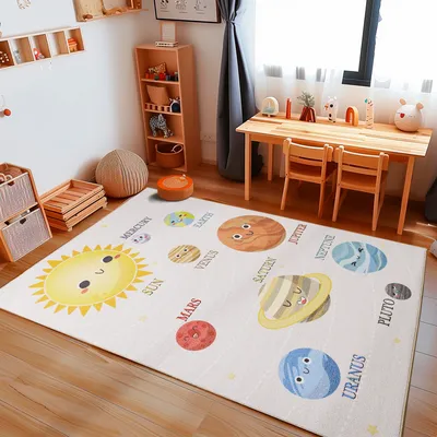 Image de Carpetsale24 Tapis Enfant Motif Arc-en-ciel Tapis de Jeu pour Chambre Garçon et Fille Solide et Confortable, Taille: 140x200 cm