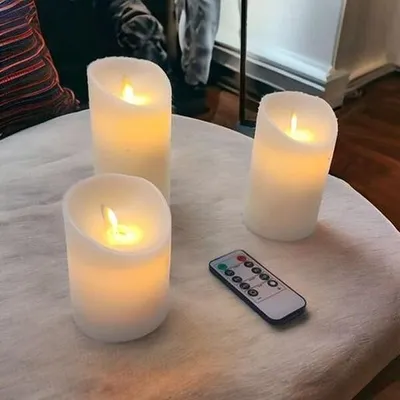 Zdjęcie produktu dla Zestaw 3 świec LED SHX z pilotem (SHXCLSW02RT, kolor: czerwony)