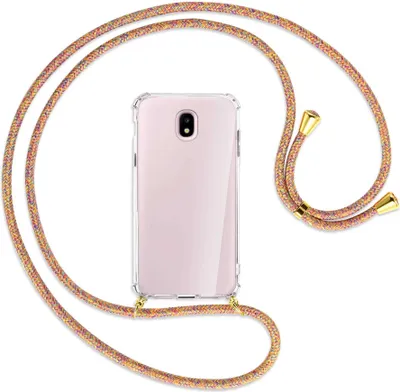 Produktbild von Handykette Backcover-Schutzhülle mit Band (Metall goldfarben) für Samsung Galaxy J5 2017 - Rainbow