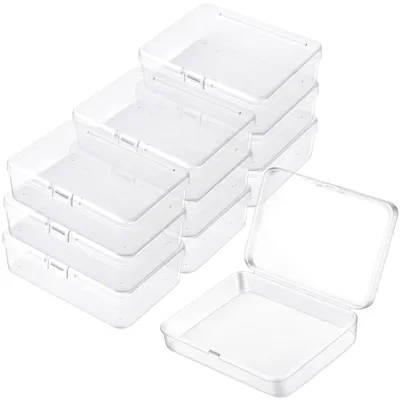 Productafbeelding van Opbergbox met deksel - Set van 15 stuks - Voor het sorteren van kleine onderdelen en knutselaccessoires - Transparant - 8,5 x 6,1 x 2,5 cm