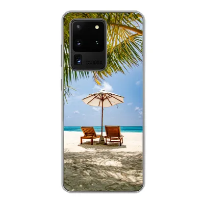 Produktbild von MuchoWow® Handyhülle Schutzhülle Hülle für Samsung Galaxy S20 Ultra Strand - Strandkorb - Sonnenschirm Silikon Softcase Handy Hülle - Karteninhaber