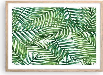 Produktbild von Gerahmtes Poster - Rahmen in heller Eiche - Palme Blatt grün - 70x50 cm - Wand Bild - Wanddeko - Wandbilder - Kunstposter - Wandposter - Bilderrahmen - Bilder - Kunstdruck - Wandbild - P2NAA70x50-3777