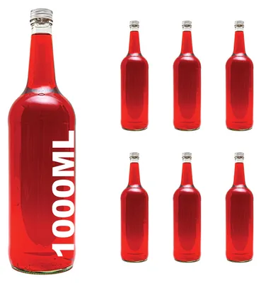 Glasflaschen 1000 ml, 6er-Pack, mit Schraubdeckel, luftdicht