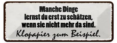 Produktbild von Blechschild Spruch 27x10cm manche Dinge schätzen Klopapier Dekoration
