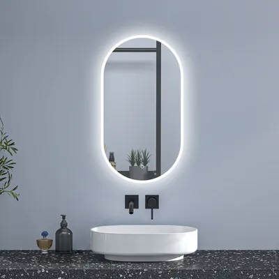 Produktbild von LED Badezimmer Spiegel mit Beleuchtung 50x90cm Badspiegel mit Beschlagfrei 3 Lichtfarbe Dimmbar Speicherfunktion CE IP44