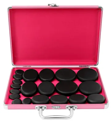 Produktbild von Hot Stone Massage Set mit 20 Basaltsteinen und Heizgerät für Entspannung und Therapie