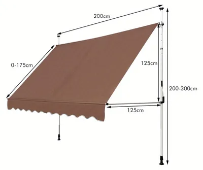 Zdjęcie produktu dla Markiza balkonowa - Markiza montowana na klamrach - Osłona przeciwsłoneczna - Markiza przeciwsłoneczna - Markiza - Regulowana, szerokość 200 cm