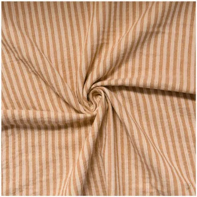 Musselin Stoff mit Streifenmuster in beige-weiß, Double Gauze Baumwolle für Babykleidung und Sommermode.