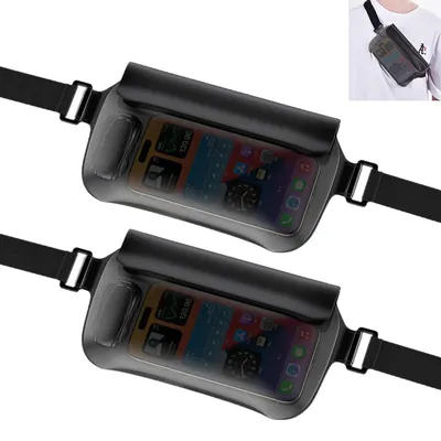 Produktbild von 0,8 l wasserdichte Hüfttasche, 2 Handytaschen, Strand, Schwimmen, Kajak, Boot, große Kapazität, doppelt versiegelt, für Rafting, Schnorcheln