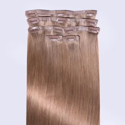 Produktbild von chaarmant Clip In Extensions Echthaar 40 cm 50 g – Haarverlängerung #10 Aschblond