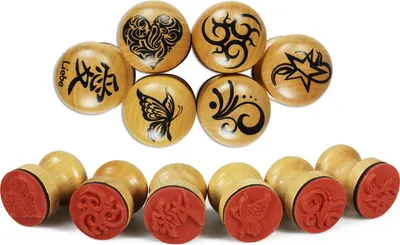 Produktbild von com-four® 12-teiliges Stempel-Set, Holz-Stempel in verschiedenen Motiven