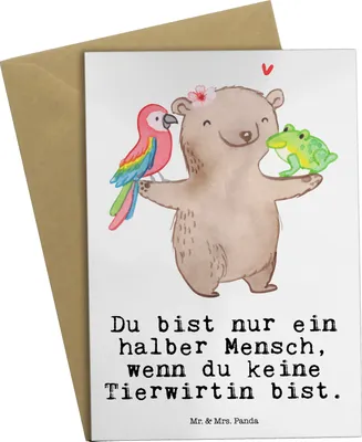 Produktbild von Mr. & Mrs. Panda babykarte Tierwirtin Herz - Weiß - Geschenk, Grußkarte, Bauernhof, Landwirtin, osterkarte, Grußkarten, hochzeitskarten, weihnachtskarten, Lustig, Spruch