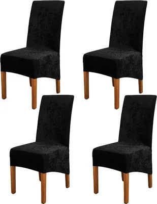 Produktbild von Stuhlbezüge, 4er-Satz, Super Soft Suede Stuhlbezüge Abnehmbarer Samt-Stuhlschutz für Party, Schwarz XL