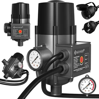 Produktbild von KESSER® Pumpensteuerung mit Baranzeige mit Kabel 10 bar Druckwächter elektrisch Druckschalter überwacht den Wasserdruck - automatisches Ein- und Ausschalten