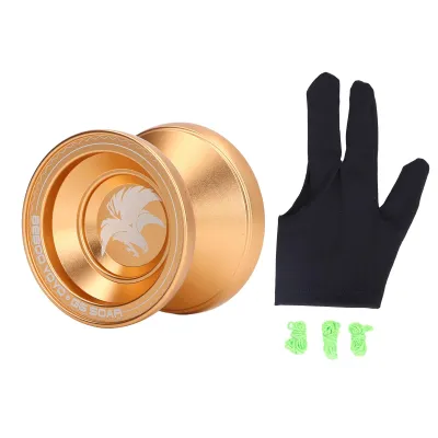 Image de Yo-yo professionnel non réactif en alliage d'aluminium, yo-yo doré avec 3 cordes de rechange
