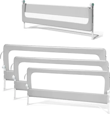 Image de Jayseuw 3x barrières de sécurité pour enfants Barrière de lit pour enfants Barrière de lit pour bébés Rabattable Réglable en hauteur Protection antichute pour lit familial et lit d'enfant (2x180cm+1x150cm)