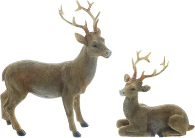 Produktbild von Figur Hirschpaar, 2er Set, Polyresin Maße: 11 x 10 cm, 15 x 16 cm