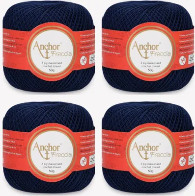 Image de 4 pelotes d'Anchor Freccia 16 – Fil de coton fin pour le crochet en filigrane (couleur 00150)