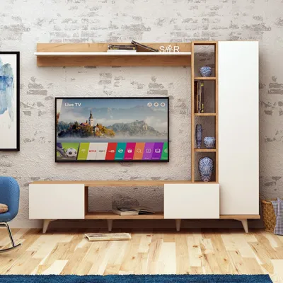 Image de Skye Decor, Rambuty, meubles TV, chêne, panneau de particules mélaminé, 140 x 15 x 25 cm
