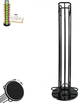 Produktbild von Kapselhalter - Becherhalter - Für 40 Becher - Kapselhalter für Becher - Kaffeebecherhalter - Kaffeekapselhalter - Halter für Kapseln - 360° schwenkbar - Kapselhalter geeignet für Nespresso-Kapseln - Leicht zu reinigen - Schwarz