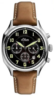 Produktbild von s.Oliver Herren Uhr Chrono Armbanduhr Leder SO-3180-LC