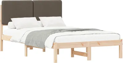 Image de Cadre de lit avec tête de lit rembourrée Taupe 135 x 190 cm