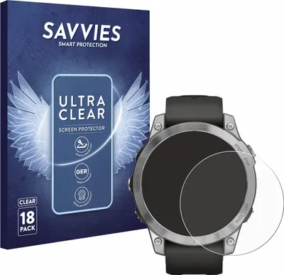 Produktbild von 18x Für Garmin Fenix 7 (47 mm) Schutzfolie Savvies Displayschutz Display Schutz Folie Klar Transparent