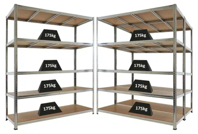 Produktbild von Mega Deal | 3x Schwerlastregal TAURUS | HxBxT 180x150x60cm | 5 Ebenen | Fachlast 175kg | Verzinkt