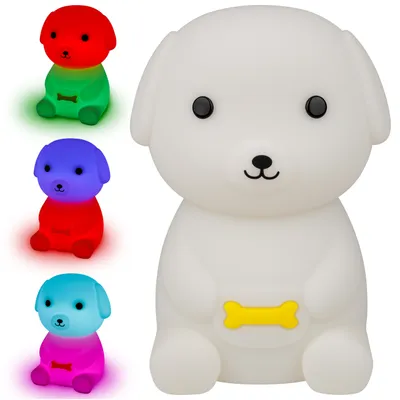 Produktbild von MasterLED Kinder-Nachtlicht Hund – LED RGBWW Silikonlampe mit Klatschsteuerung, Timer & Akku, 3000K warmweiß