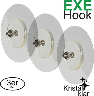 Produktbild von 3x EXE Hook Haken selbstklebend handtuchhalter ohne bohren wiederverwendbar Wasserfest bis 4Kg Gewindestange mit mutter