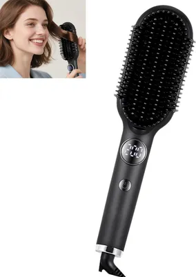 Produktbild von Glättbürste mit Lockenfunktion, 100–200°C Temperaturregelung, 360° Kabel, LED