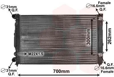 Produktbild von VAN WEZEL 03002122 Kühler Wasserkühler Motorkühler für VW PASSAT Variant (3B6) PASSAT Variant (3B5) für AUDI A4 Limousine (8D2, B5) A4 Avant (8D5, B5)