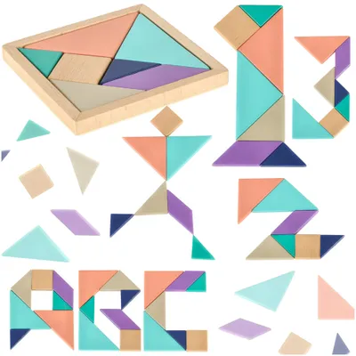Obrázok produktu pre Drevené puzzle z kociek tangramu