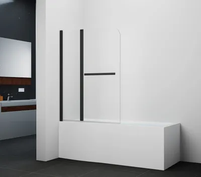 Obrázek produktu pro Vanová skládací zástěna MARWELL Black Vital 2, 2-dílná, 140x100 cm - sprchová přepážka v černé barvě - sprchová zástěna
