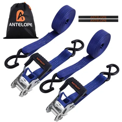 Produktbild von Spanngurte mit Ratsche 2 Stück 35mm x 6m S-Haken Blau 2000kg Bruchfestigkeit
