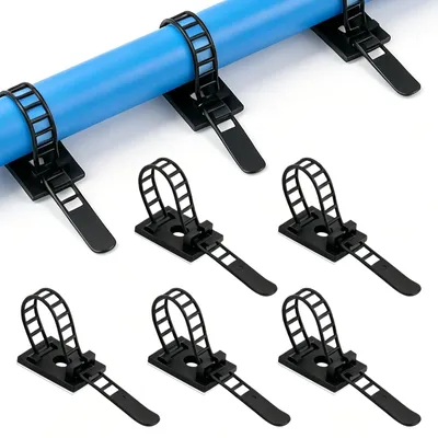 50 selbstklebende Kabelclips, Nylon, schwarz, 2,5×1,8 cm