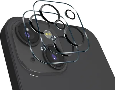 Zdjęcie produktu dla 2x folia ochronna na aparat do iPhone'a 13 – zestaw podwójny z ochroną obiektywu i czarnymi pierścieniami