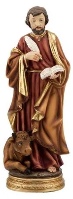 St. Lukas Evangelist Figur, Harz, handbemalt, 20 cm