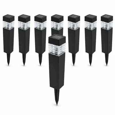 Produktbild von 8 Solar-Rasenleuchten für außen, 38 cm, 3 Lichtfarben, Dämmerungssensor, einfache Erdspießmontage, für Gartenweg, Hof und Terrasse
