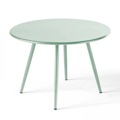 Produktbild von Runder Beistelltisch aus grünem Salbeimetall 40 cm - Oviala Palavas