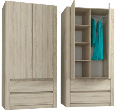 Obrázek produktu pro Skříň šatna 90 cm 2 dveře 2 zásuvky FRAMIRE B-20 sonoma