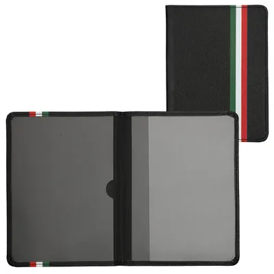 Produktbild von kwmobile Fahrzeugschein Hülle mit Kartenfächern - Kunstleder Tasche italienische Zulassungsbescheinigung - Italien Streifen Grün Rot Schwarz