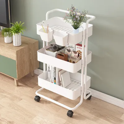 Produktbild von 360Home Küchenregal mobiler Wagen Weiß 3 Ebenen